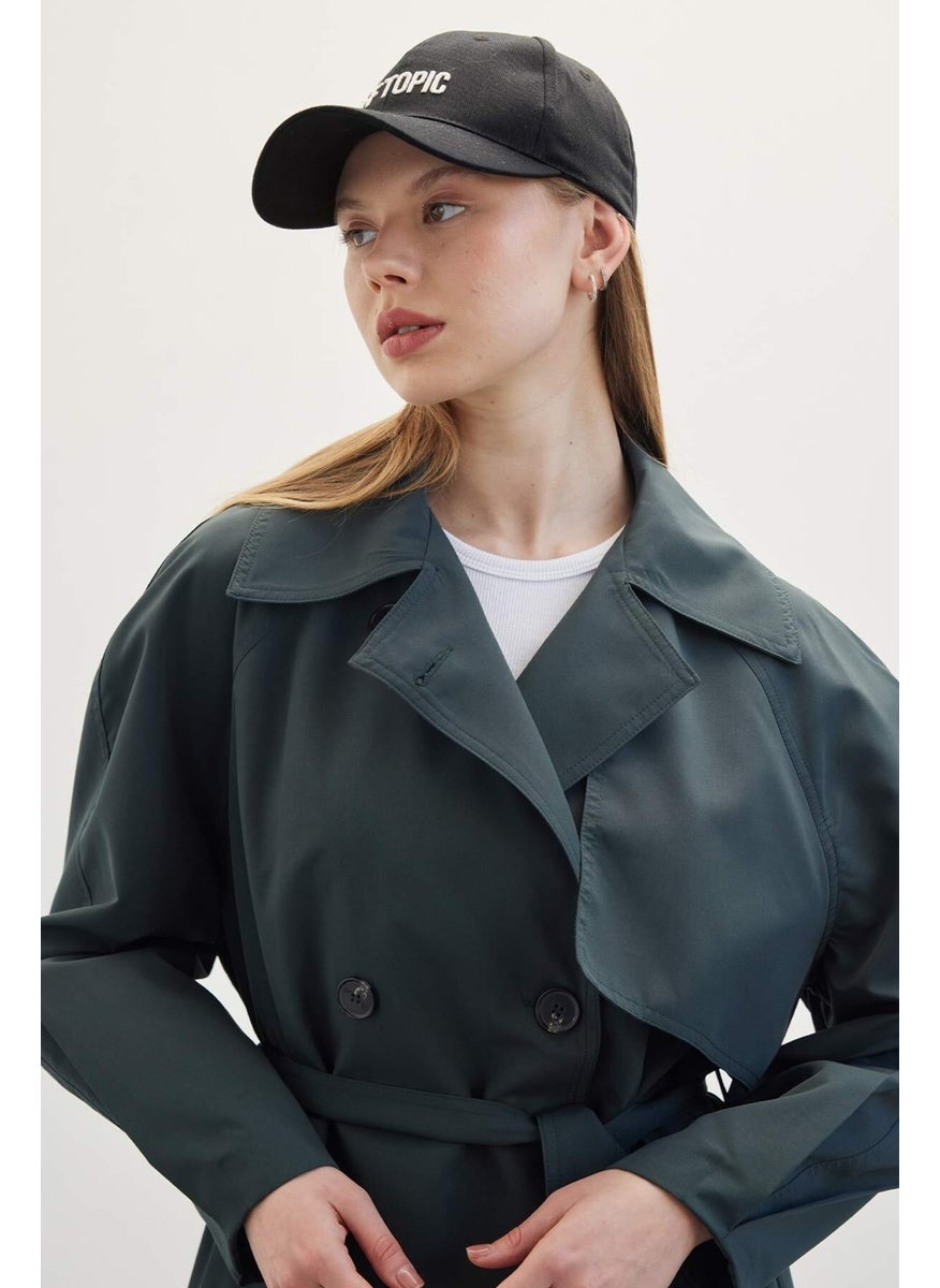 Double Breasted Trench Coat Dark Green