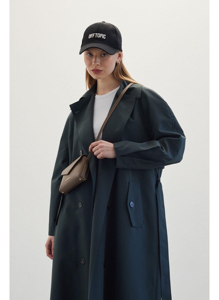 Double Breasted Trench Coat Dark Green