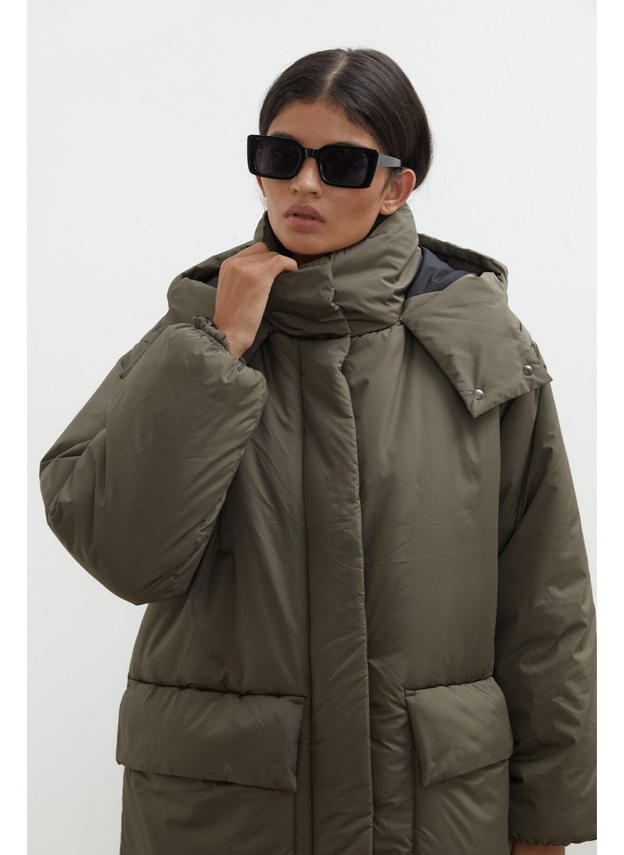 Hooded Anorak Coat Khaki