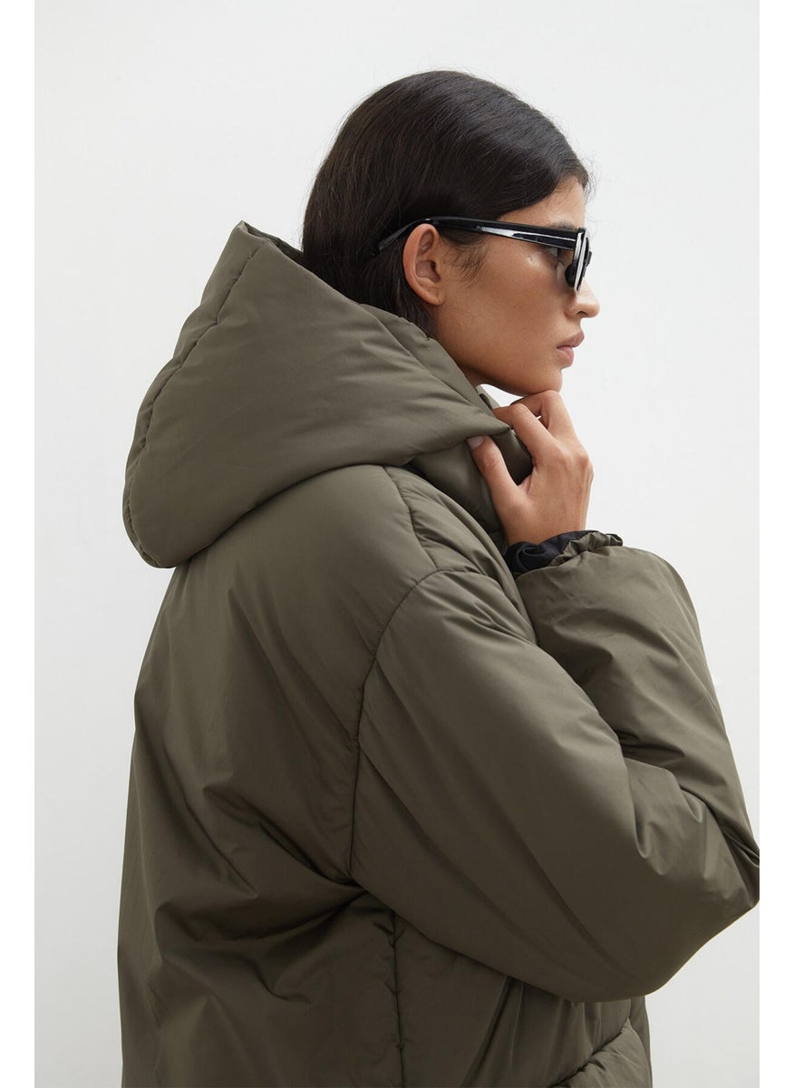 Hooded Anorak Coat Khaki