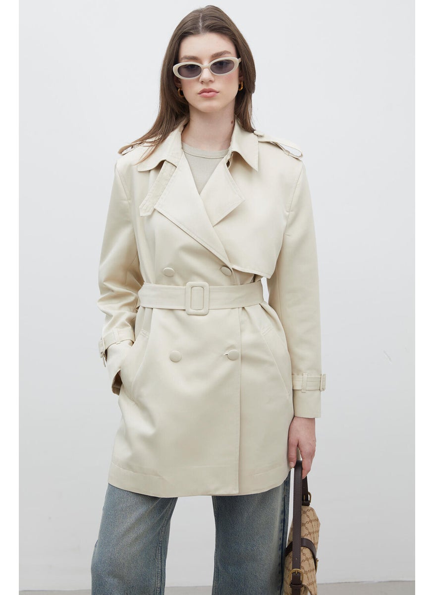 Chelsea Double Breasted Trench Coat Beige