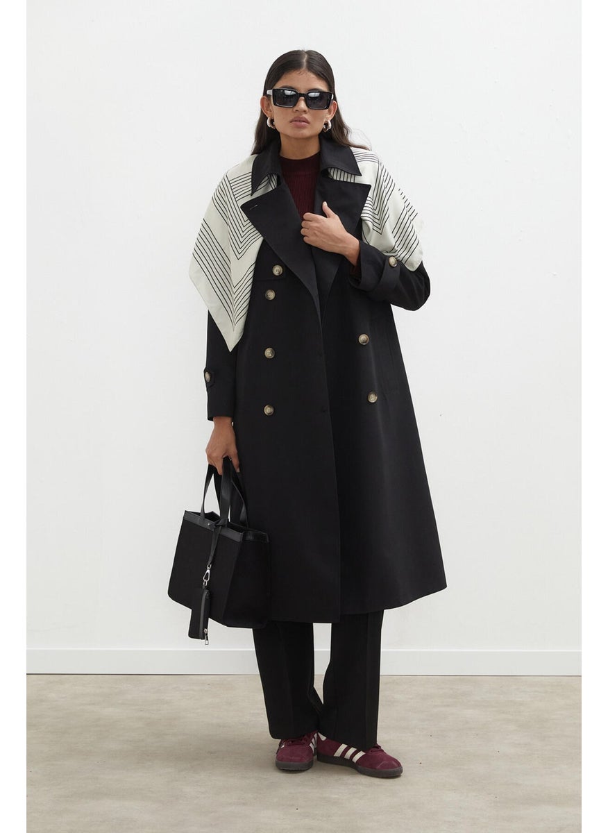 Diana Double Breasted Fit Trench Coat Black