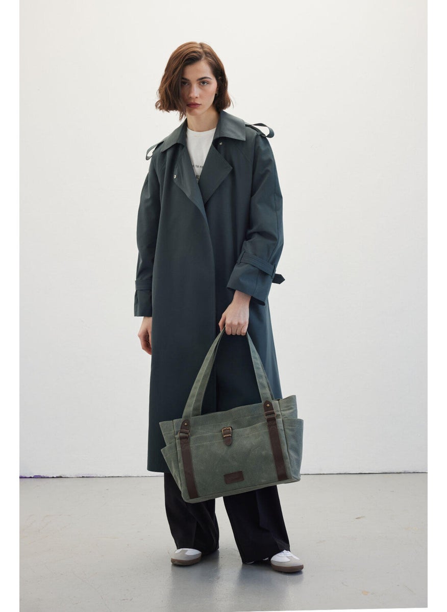 Belted Flowy Trench Coat Dark Green