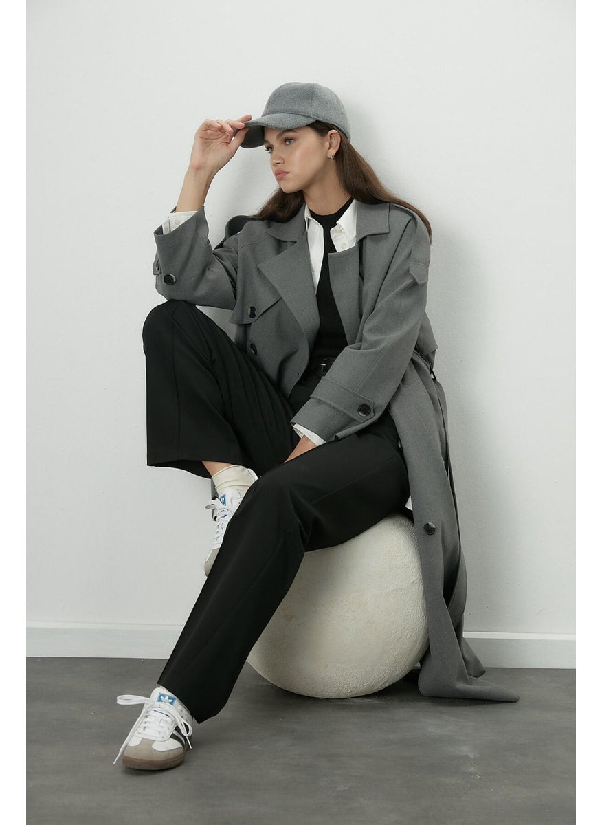 Premium Oversize Trench Coat Gray