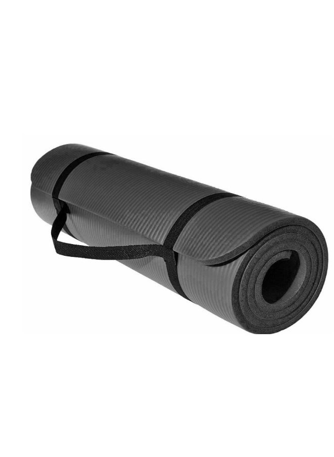 Extra Thick Exercise Yoga Mat with Carrying Strap black