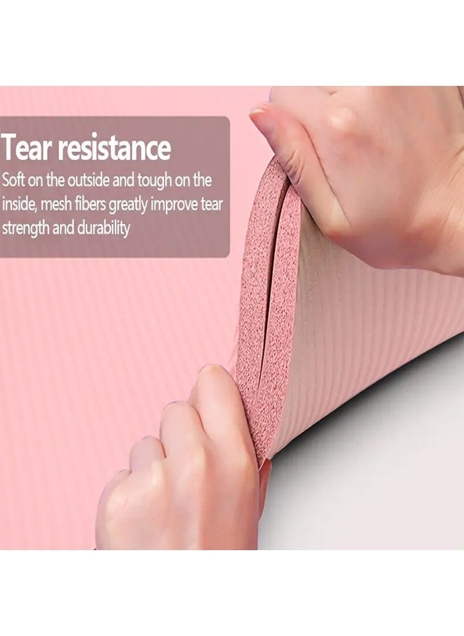 Non-Slip yoga mat Anti-Tear Exercise Mat With Carrying Strap 183x61x1cm pink