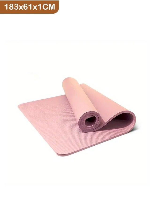 Non-Slip yoga mat Anti-Tear Exercise Mat With Carrying Strap 183x61x1cm pink