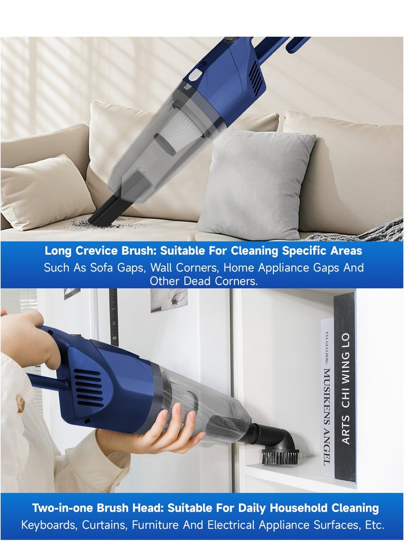 Portable Handheld Vacuum Cleaner with 17000Pa Strong Power 900mL Dust Cup, Quiet Suction- Stick Vacuum Cleaner for Wood, Carpet, Tile Floors S9- Blue
