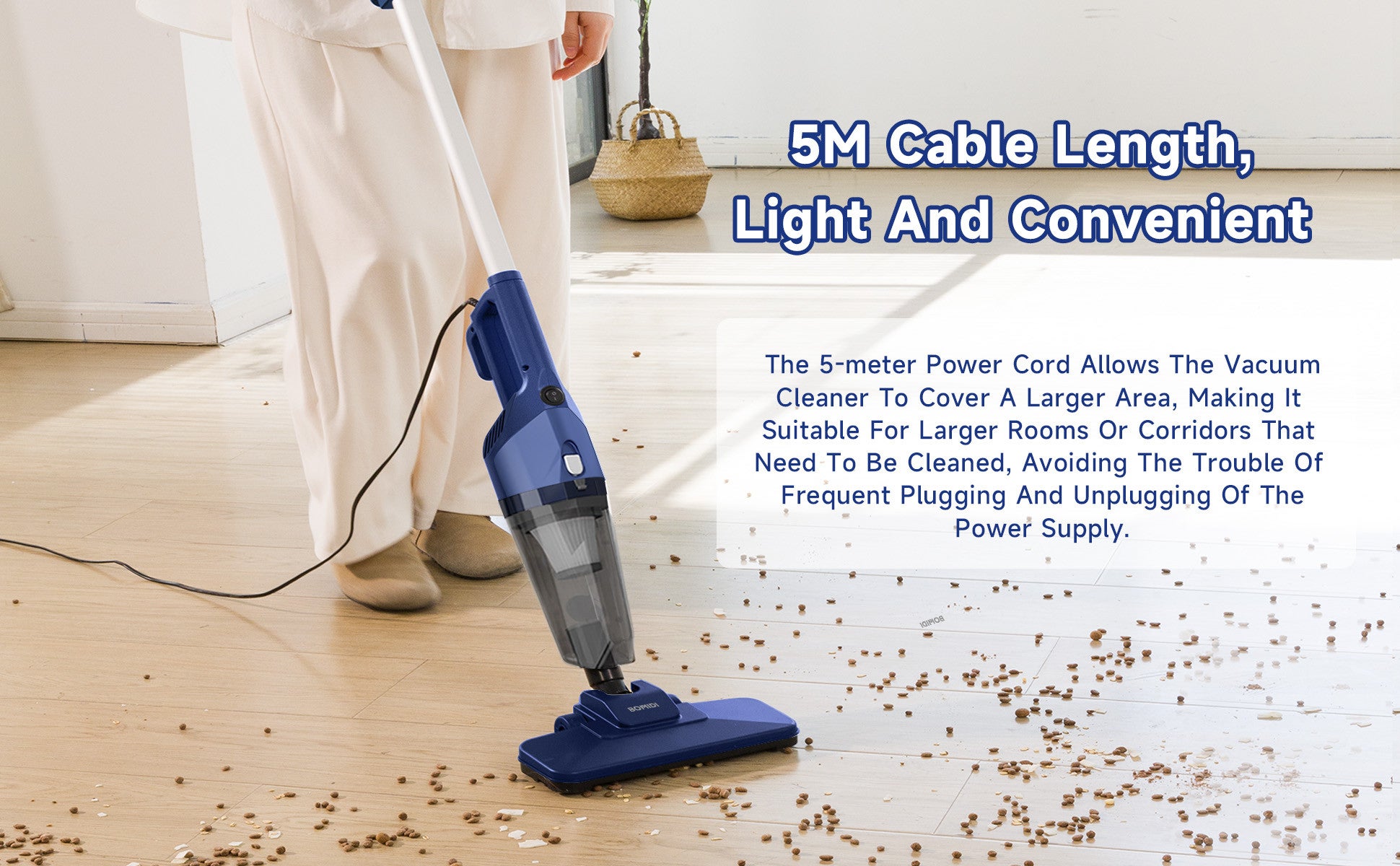 Portable Handheld Vacuum Cleaner with 17000Pa Strong Power 900mL Dust Cup, Quiet Suction- Stick Vacuum Cleaner for Wood, Carpet, Tile Floors S9- Blue