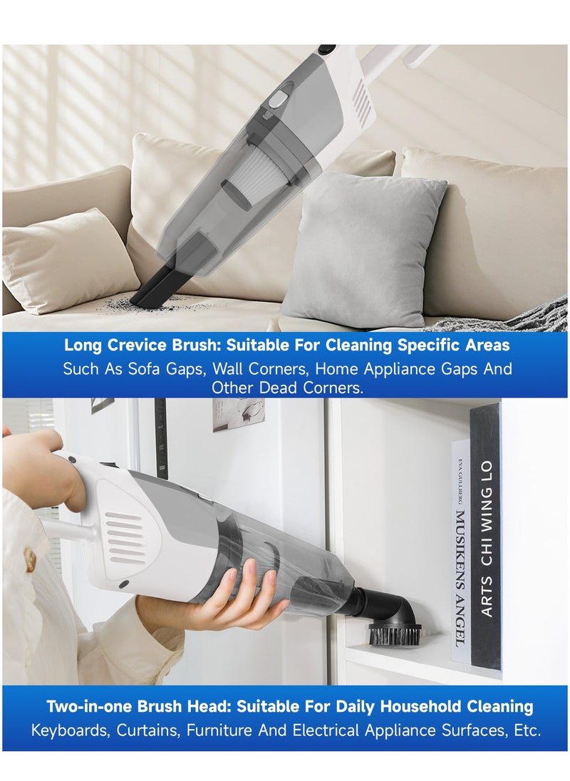 Portable Handheld Vacuum Cleaner with 17000Pa Strong Power 900mL Dust Cup, Quiet Suction- Stick Vacuum Cleaner for Wood, Carpet, Tile Floors S9- White