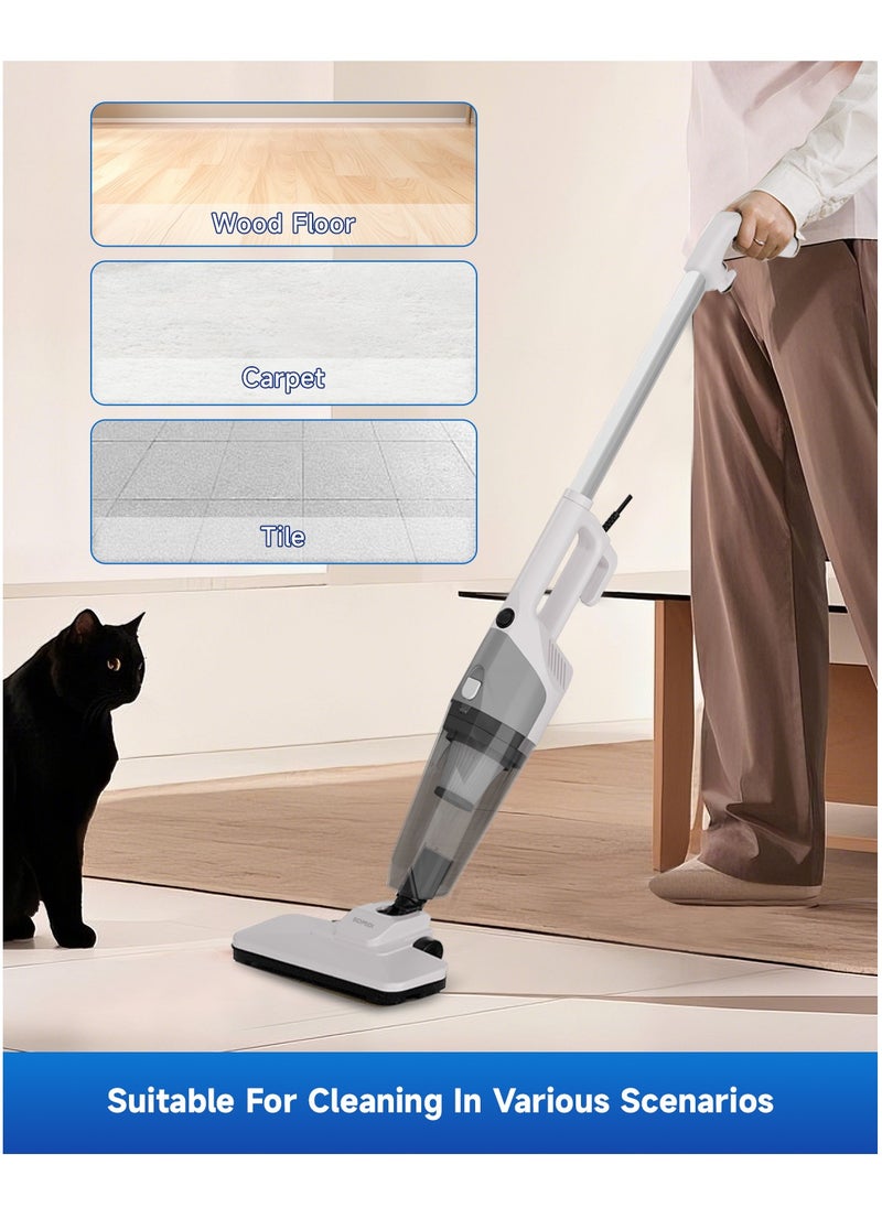 Portable Handheld Vacuum Cleaner with 17000Pa Strong Power 900mL Dust Cup, Quiet Suction- Stick Vacuum Cleaner for Wood, Carpet, Tile Floors S9- White