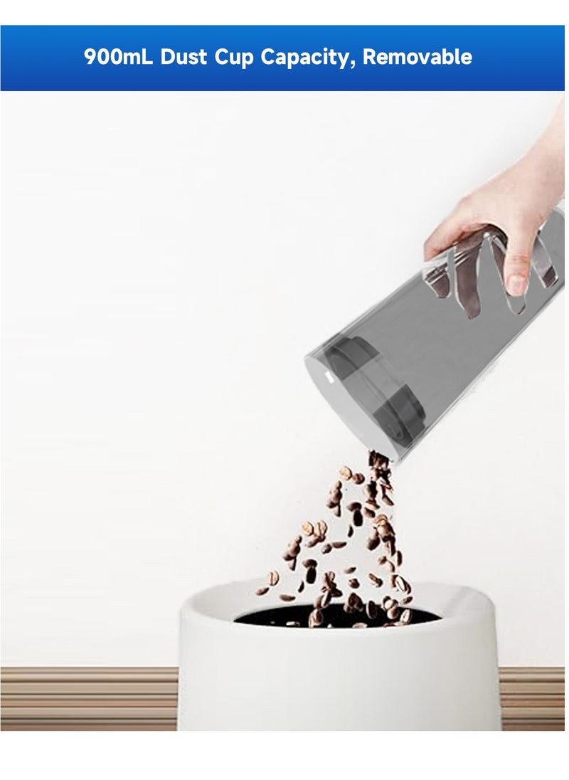 Portable Handheld Vacuum Cleaner with 17000Pa Strong Power 900mL Dust Cup, Quiet Suction- Stick Vacuum Cleaner for Wood, Carpet, Tile Floors S9- White