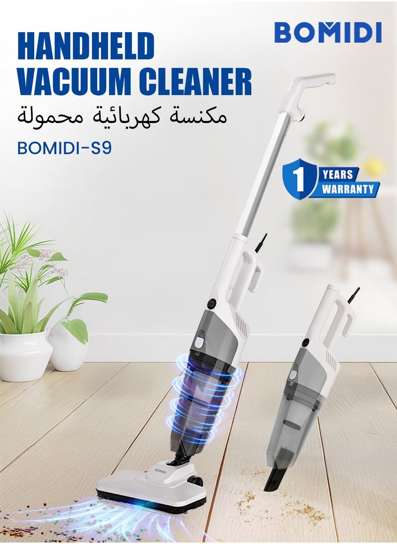 Portable Handheld Vacuum Cleaner with 17000Pa Strong Power 900mL Dust Cup, Quiet Suction- Stick Vacuum Cleaner for Wood, Carpet, Tile Floors S9- White