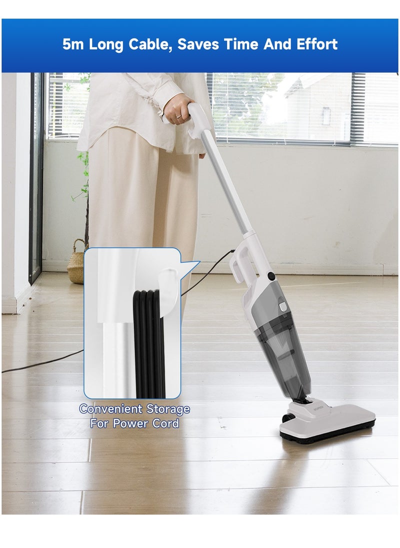 Portable Handheld Vacuum Cleaner with 17000Pa Strong Power 900mL Dust Cup, Quiet Suction- Stick Vacuum Cleaner for Wood, Carpet, Tile Floors S9- White