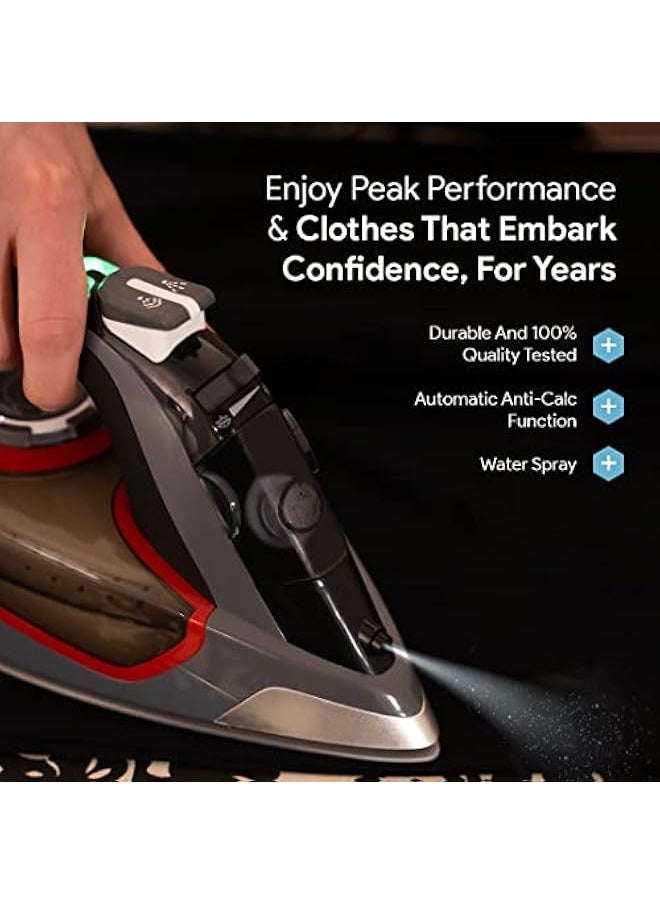 Pro Luxury Steam Iron for Clothes | New Powerful Steam Technology | Non-Stick Ceramic Soleplate, 1700 Watts with 3-Way Auto Shut Off, Premium Built Quality & Durability