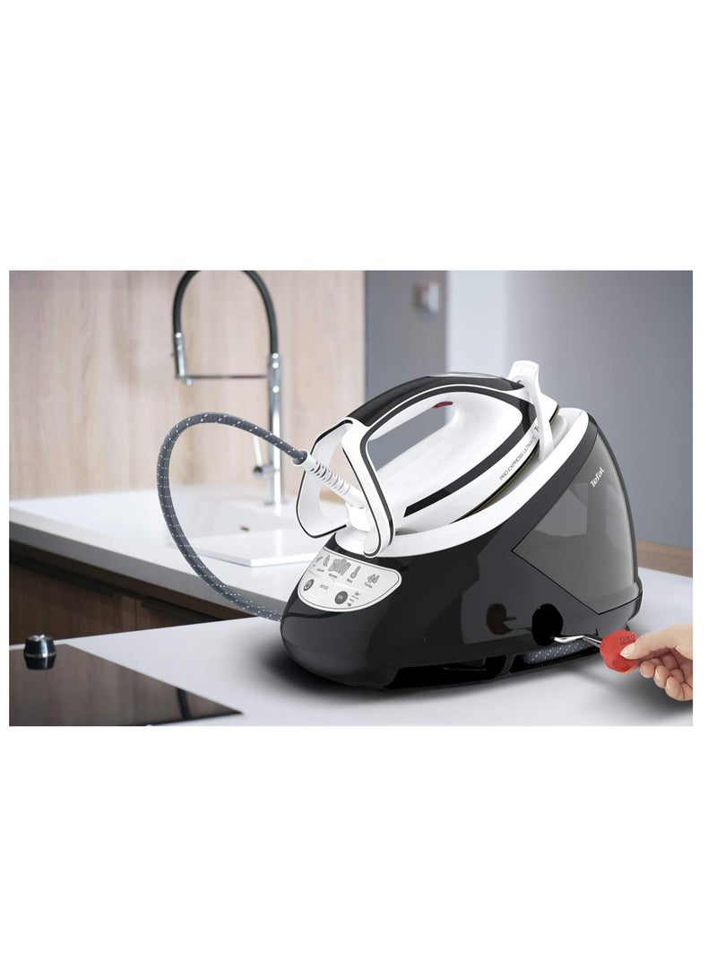 Pro Express Ultimate Steam Iron Station, 8-Bar Pressure, 520g/min Steam Boost, Water Tank, Removable Anti-Limescale Collector, Anti-Drip System, 5 Settings, 1.9 L 2470 W GV9550 Black & White