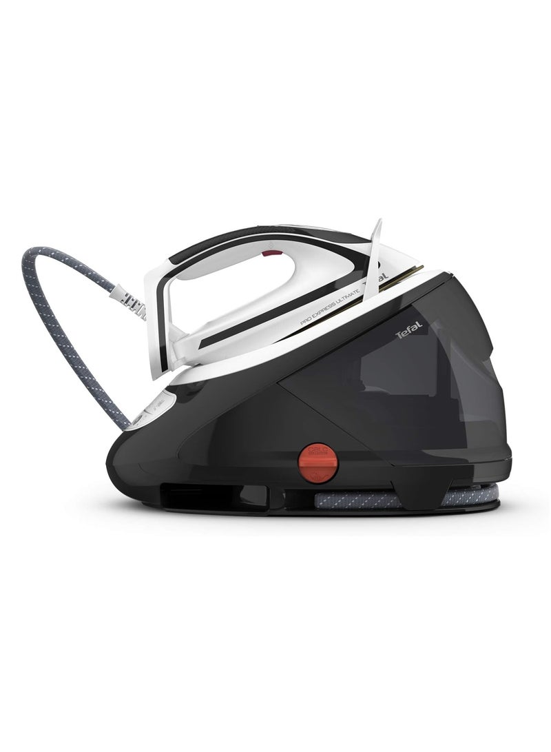 Pro Express Ultimate Steam Iron Station, 8-Bar Pressure, 520g/min Steam Boost, Water Tank, Removable Anti-Limescale Collector, Anti-Drip System, 5 Settings, 1.9 L 2470 W GV9550 Black & White