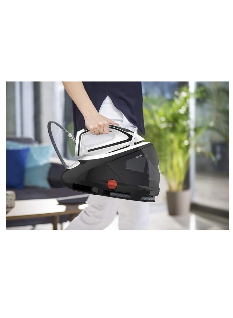 Pro Express Ultimate Steam Iron Station, 8-Bar Pressure, 520g/min Steam Boost, Water Tank, Removable Anti-Limescale Collector, Anti-Drip System, 5 Settings, 1.9 L 2470 W GV9550 Black & White