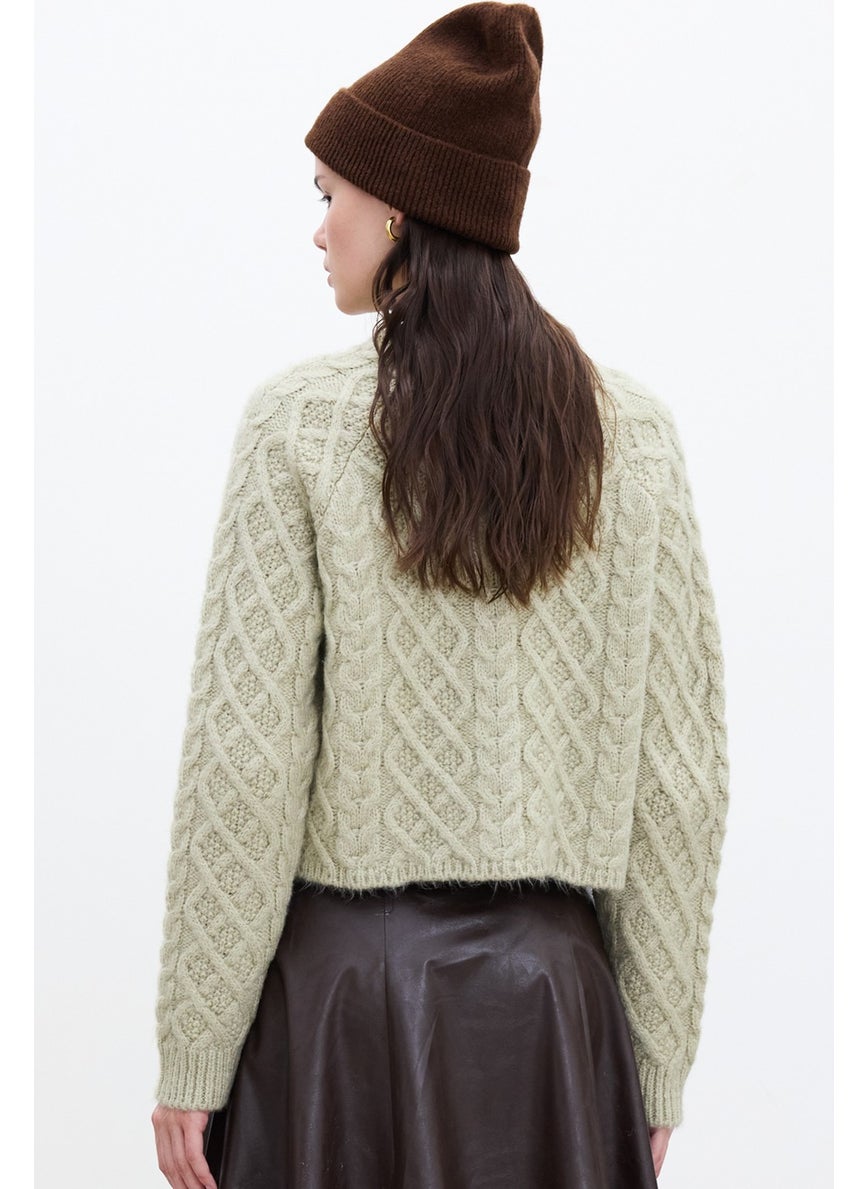 Hair Knitted Cardigan Soft Green