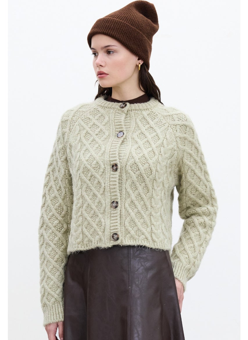 Hair Knitted Cardigan Soft Green