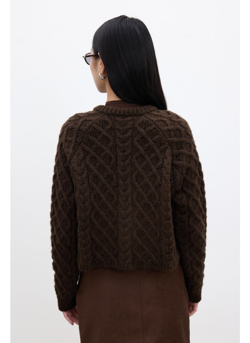 Hair Braided Cardigan Brown