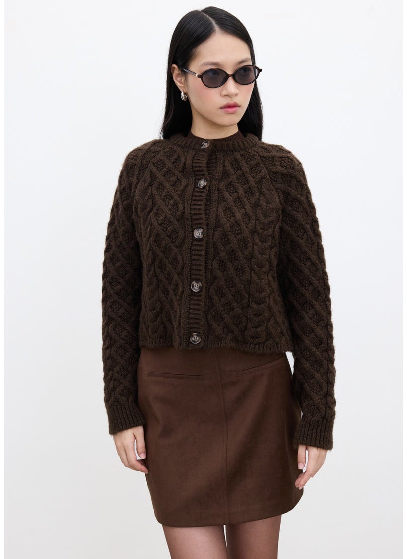 Hair Braided Cardigan Brown