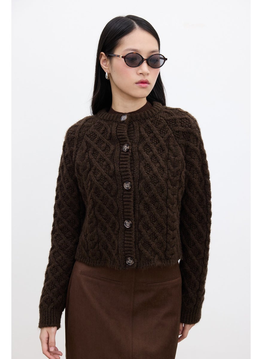 Hair Braided Cardigan Brown