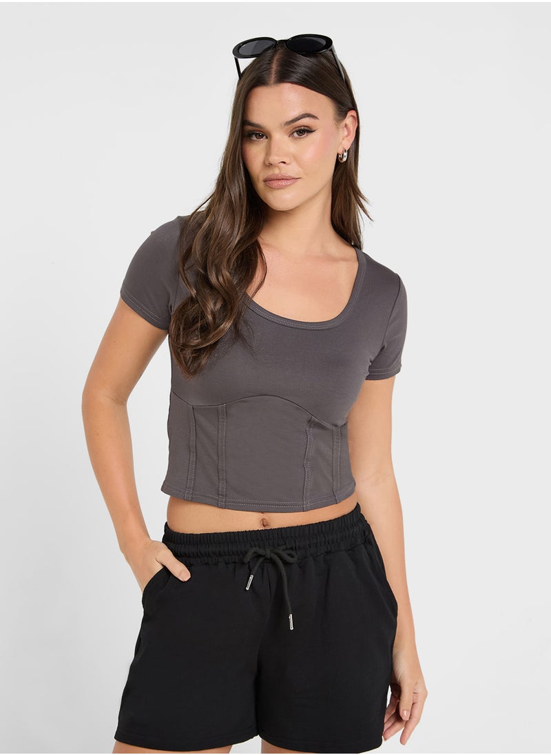 Fitted T-Shirt With Corset Bodice