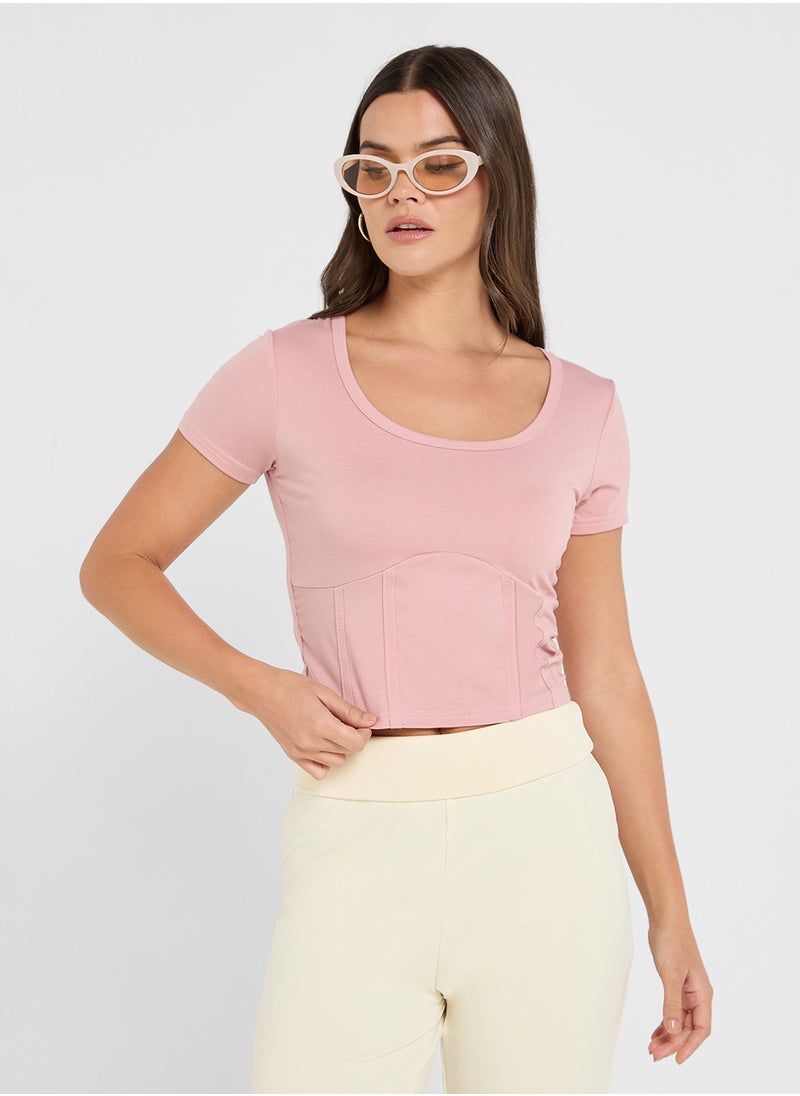 Fitted T-Shirt With Corset Bodice