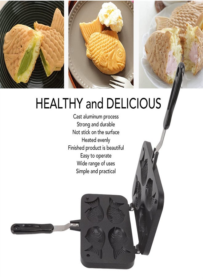 Fish Shape Cake Maker Nonstick Pan, Double Sided Waffle Pan Cake Frying Pan, Coating Aluminum Alloy Waffle Maker Pot for Home Kitchen Sandwich Breakfast Waffle Baking Mold