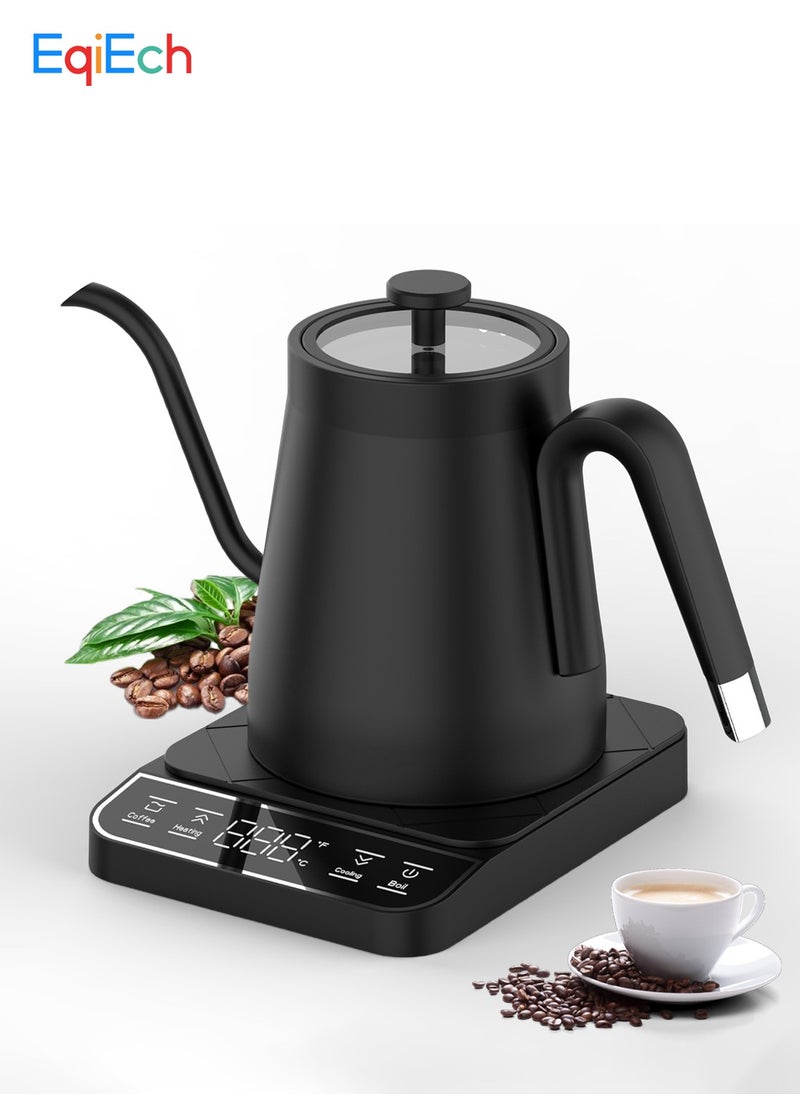 V60 Gooseneck Kettle Electric Coffee Kettle 800ML 1350W Quick Heating Insulation Touch Screen Panel Temperature Control Stainless Steel Material Constant Temperature Electric Kettle  for Home Office Cafe