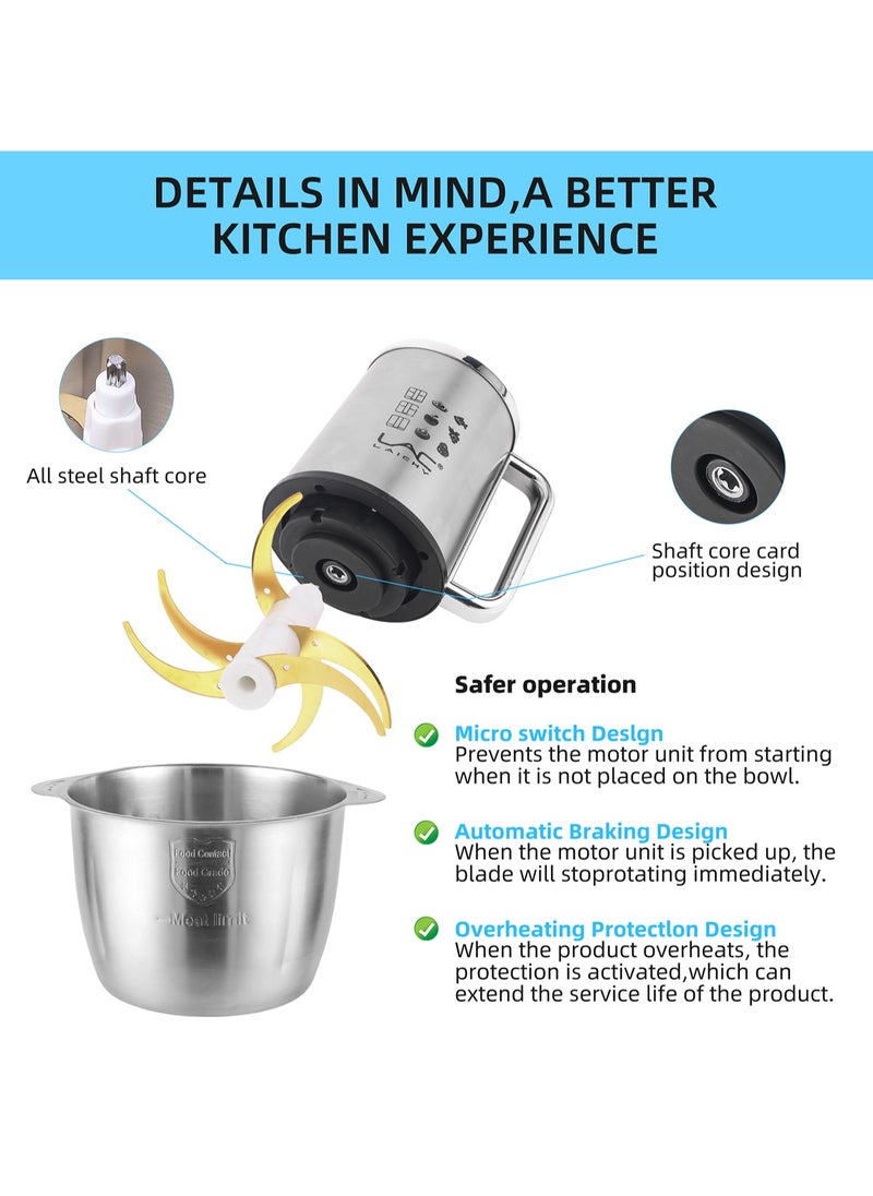 Electric Food Chopper, Smart touch screen design，3L Meat Grinder 4 Mixing Models Food Processor Stainless Steel Food Processor Elegant Slicer With Integrated 4-Sharp Blades Non-slip mat And Child Safety Lock