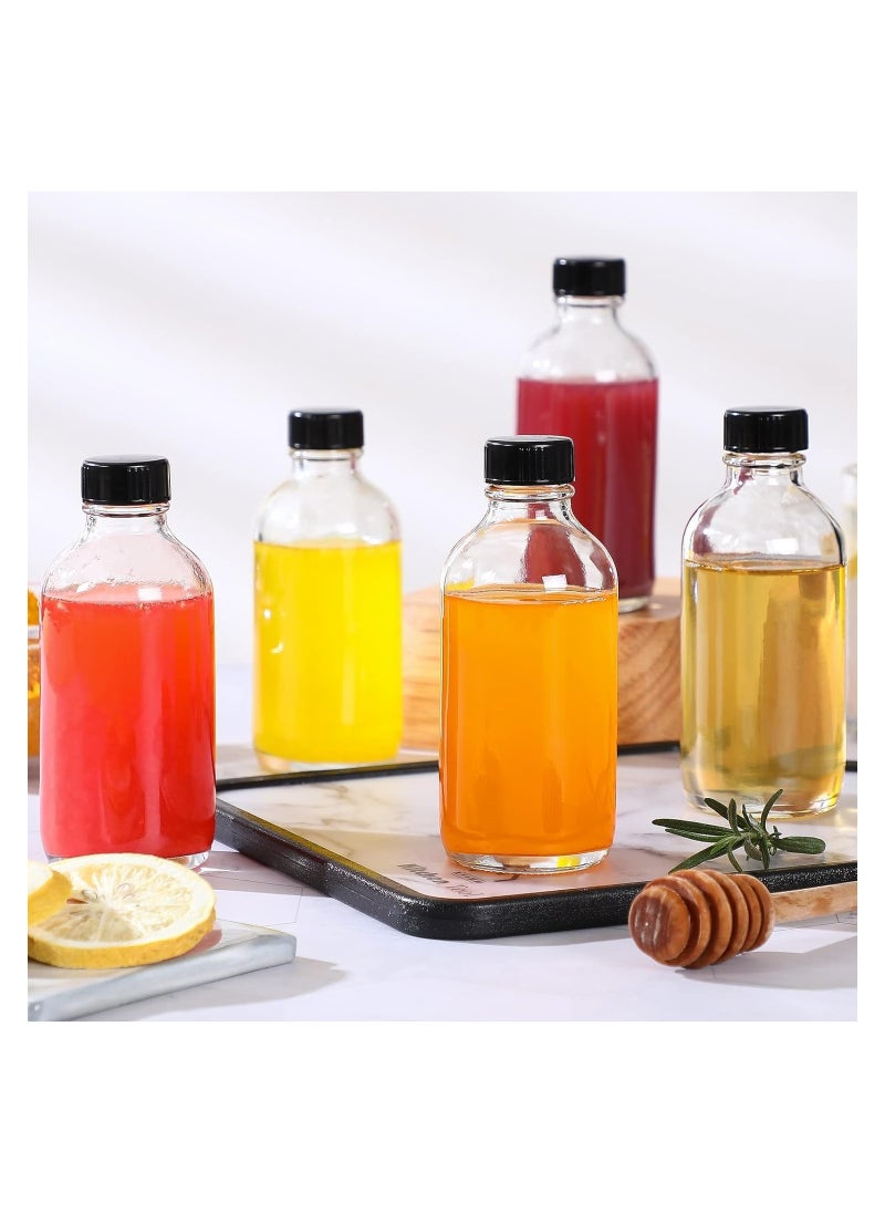 4 Oz Transparent Small Glass Bottle with Lid, with 2 Stainless Steel Funnels (6 PCS, 118 ML)