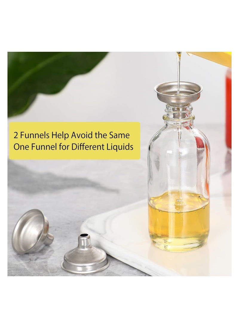 4 Oz Transparent Small Glass Bottle with Lid, with 2 Stainless Steel Funnels (6 PCS, 118 ML)