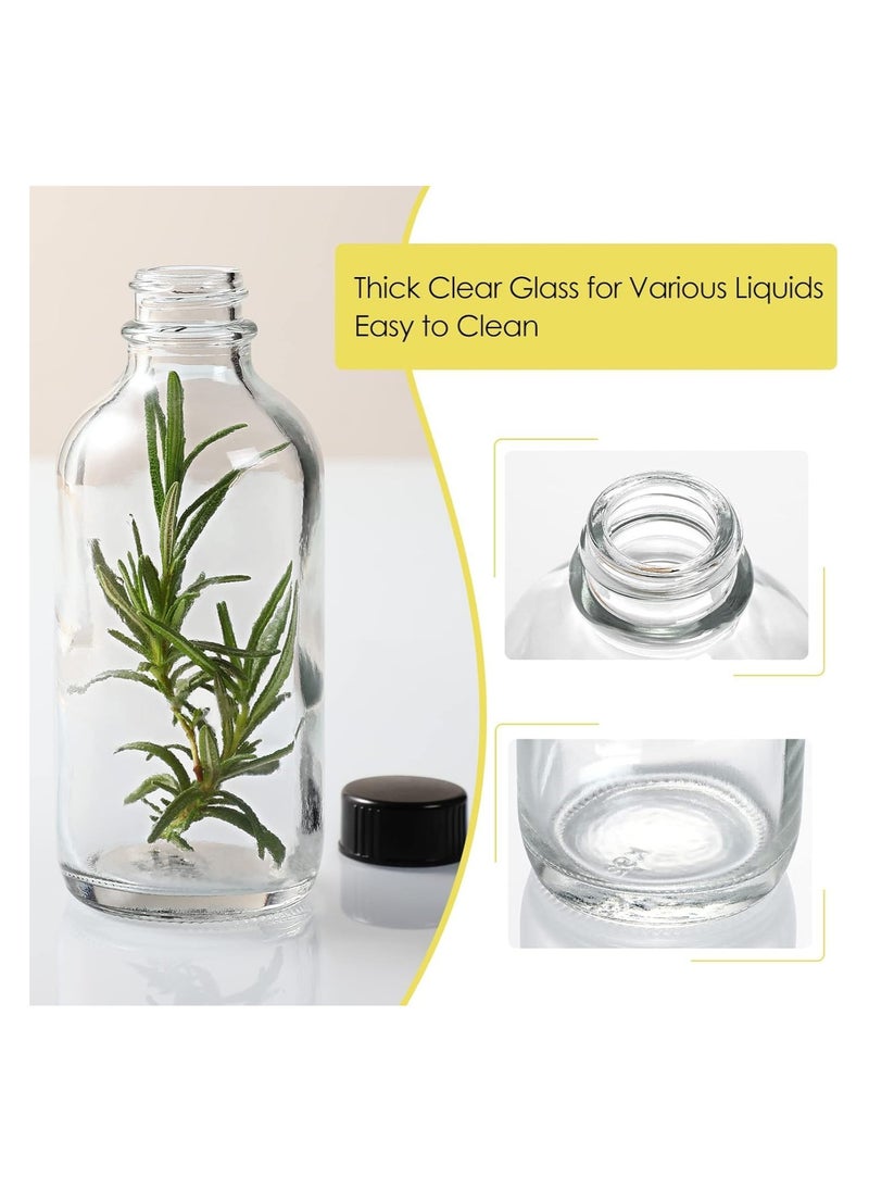 4 Oz Transparent Small Glass Bottle with Lid, with 2 Stainless Steel Funnels (6 PCS, 118 ML)