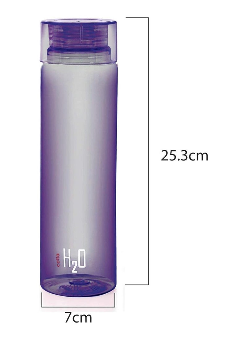 Cello H2O Unbreakable Plastic Bottle Set, 1 Litre, Set of 6, Multicolour