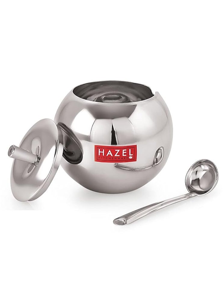 HAZEL Stainless Steel Oil and Ghee Container With Spoon for Kitchen | 320 ml Capacity Multipurpose Oil Container