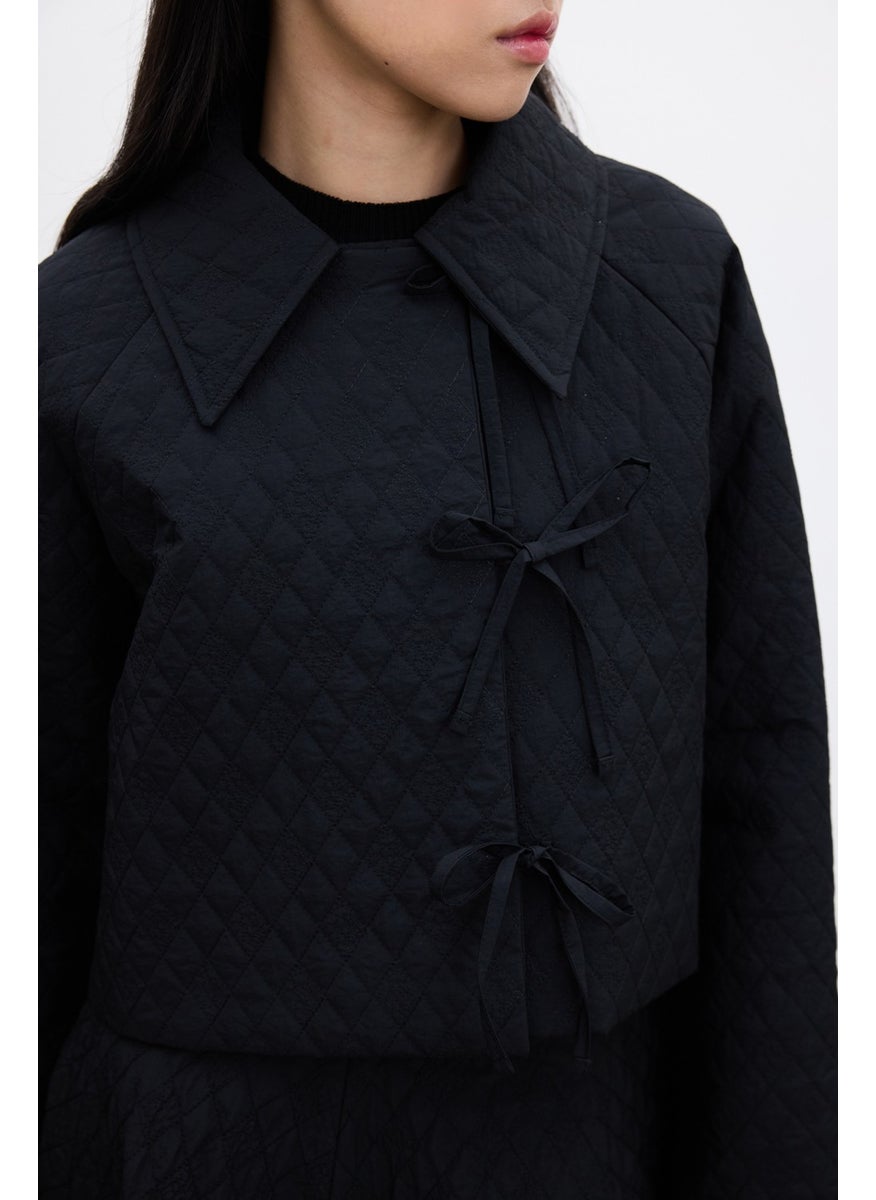 Quilted Short Jacket Black