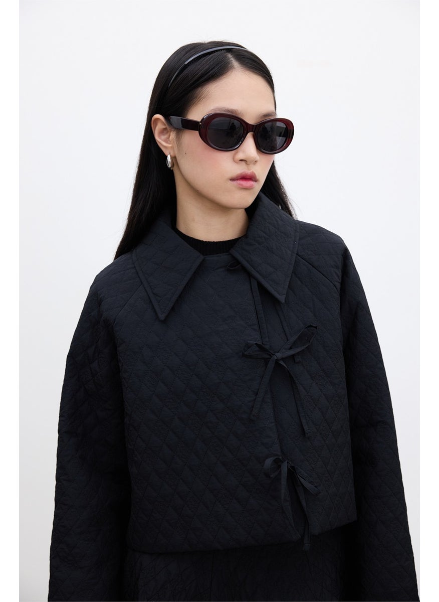 Quilted Short Jacket Black