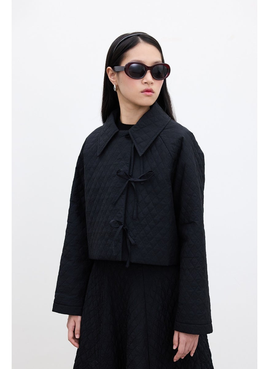 Quilted Short Jacket Black