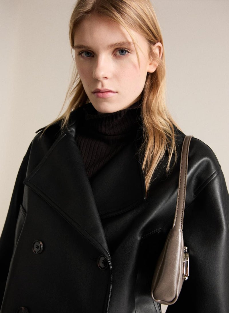 Leather-Effect Cropped Jacket