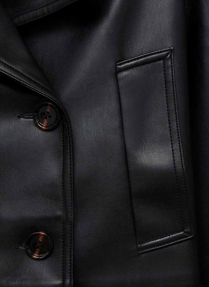 Leather-Effect Cropped Jacket