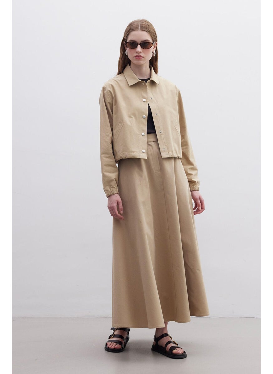 Collared Gabardine Jacket Camel