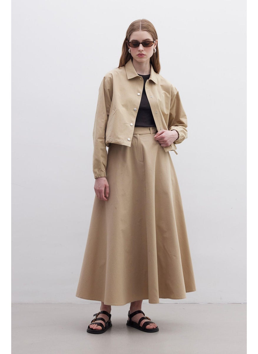 Collared Gabardine Jacket Camel