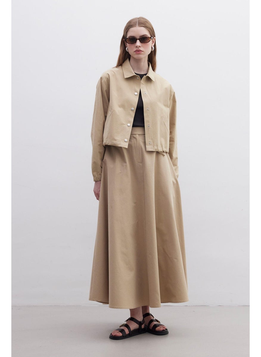 Collared Gabardine Jacket Camel