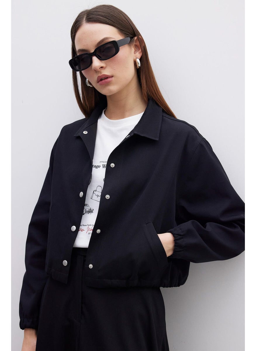 Collar Gabardine Jacket Black