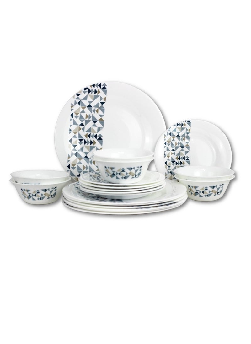 Melrich 18 Pcs Opal ware Dinner Set Durable Elegant and Stylish Dinner plate Dessert plate Bowl BPA Free Dishwasher and Microwave Safe