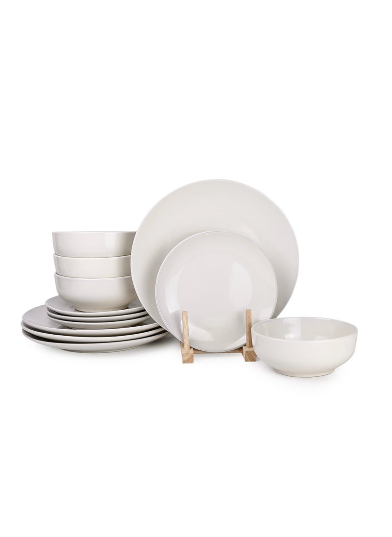 Cuisine Art HALA 12-Piece Stoneware Dinner Set - Cream