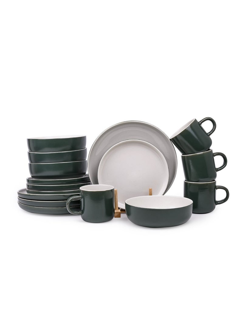 Cuisine Art HUMA 16-Piece Stoneware Dinner Set - Dark Green