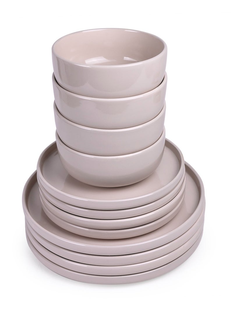 Cuisine Art HOLA 12-Piece Stoneware Dinner Set - Beige